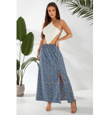 Спідниця софт із квітковим принтом, колір синій, 257R11 Спідниця софт із квітковим принтом, колір синій, 257R11