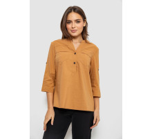 Блуза однотонна, колір коричневий, 230R96