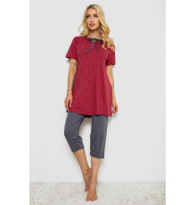 Пижама женская с принтом, цвет бордовый, 243R10391