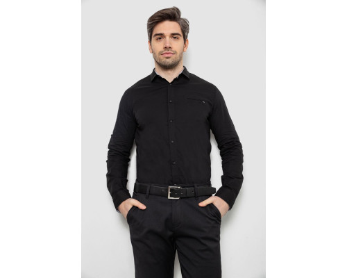 Рубашка мужская однотонная, цвет черный, 186R2072