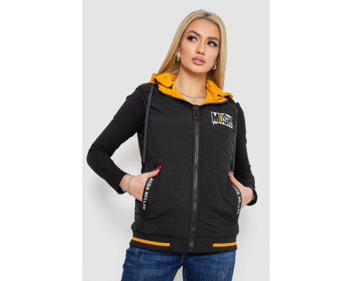 Жилет жіночий двосторонній, колір чорно-гірчичний, 244R20166