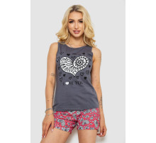 Піжама жіноча з принтом, колір сірий, 243R24513