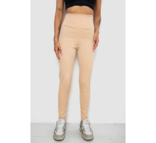 Лосины однотонные в рубчик утепленные на флисе, цвет персиковый, 238R605-1