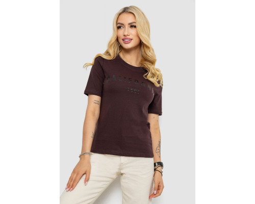 Футболка жіноча з принтом 241R130, колір шоколадний, 241R131