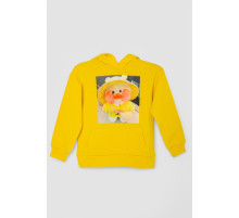 Худі дитячий на флісі з принтом, колір гірчичний, 102R1525