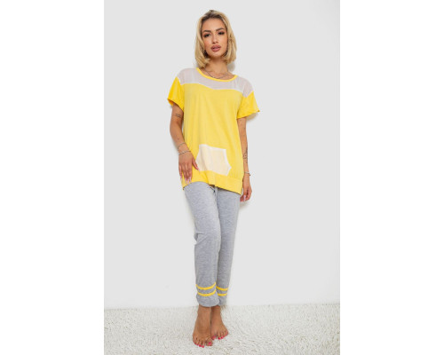 Піжама жіноча з принтом, колір жовтий, 243R1600-032-1