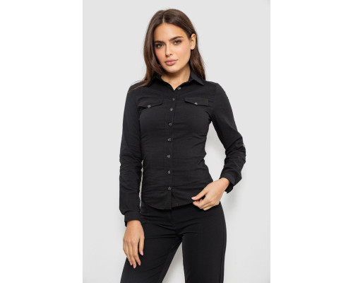 Рубашка женская однотонная, цвет черный, 230R068