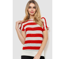 Кофта женская в полоску, цвет бело-терракотовый, 244R0262
