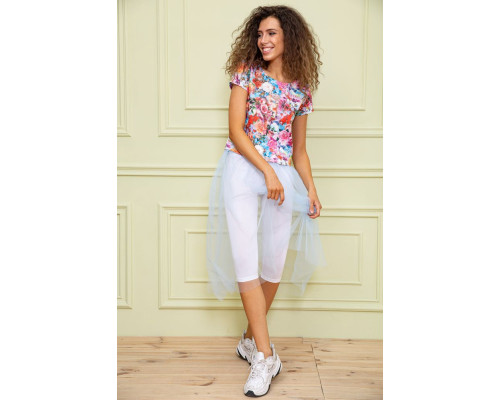 Нарядная туника с сетчатым низом, разноцветная, 167R108-1