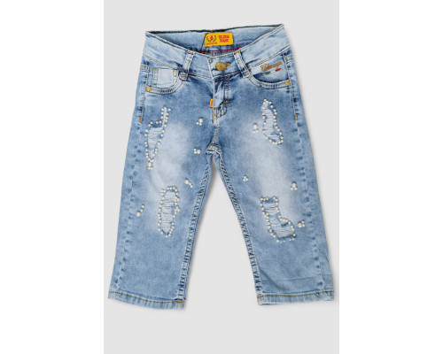Капрі джинсові для дівчаток, колір блакитний, 247R2606