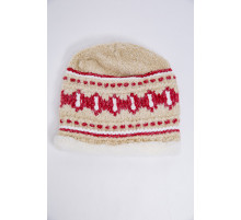 Дитяча шапка, бежево-червоного кольору з узором, 167R7781