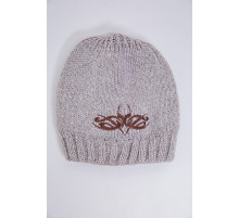 Детская шапка, бежево-коричневого цвета с вышивкой, 167R7778-1