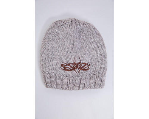 Детская шапка, бежево-коричневого цвета с вышивкой, 167R7778-1