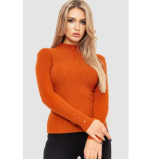 Водолазка жіноча в рубчик, колір теракотовий, 204R044