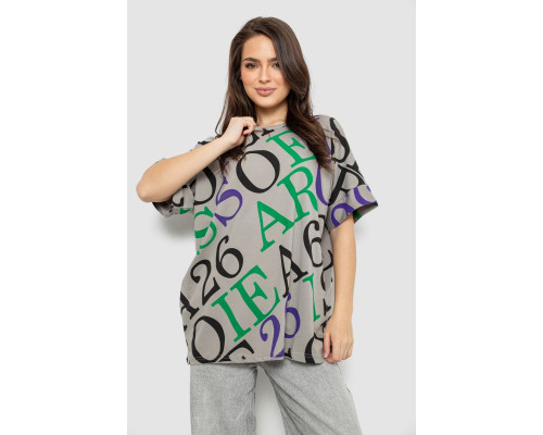 Футболка женская с принтом, цвет серый, 244R4002-1