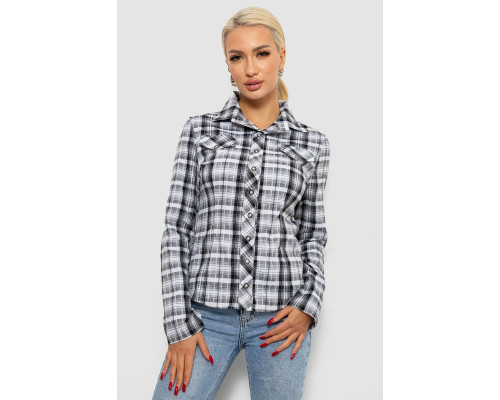 Сорочка жіноча в клітку, колір сіро-білий, 230R064-1