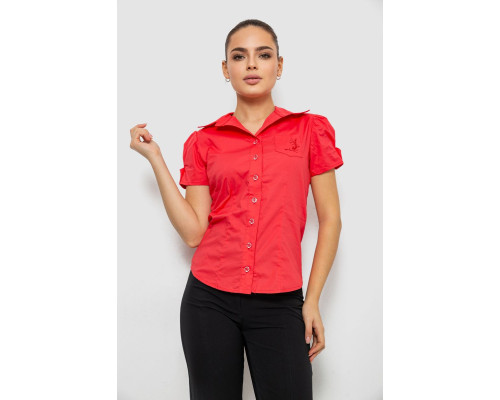 Рубашка женская однотонная, цвет темно-коралловый, 230R070