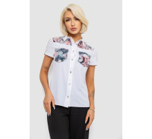 Рубашка классическая с принтом, цвет белый, 230R7211-2
