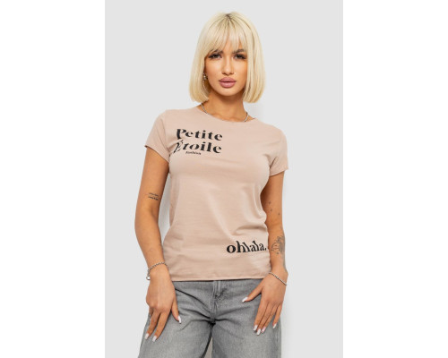 Футболка женская с принтом, цвет мокко, 244R1008-5