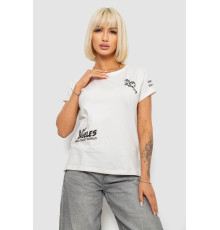 Футболка женская с принтом, цвет молочный, 244R1014 Футболка женская с принтом, цвет молочный, 244R1014