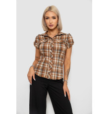 Рубашка женская в клетку, цвет коричневый, 230R065