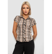 Рубашка женская в клетку повседневная, цвет бежево-черный, 230R062