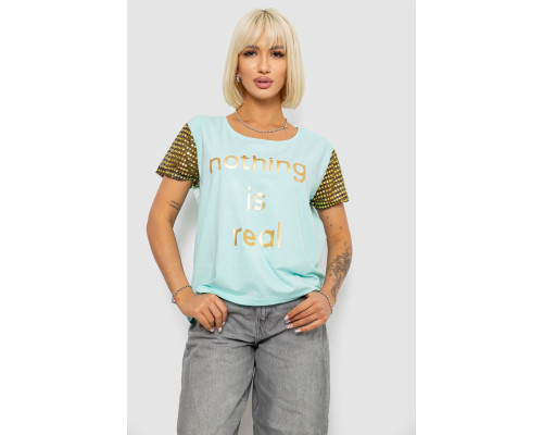 Футболка жіноча з принтом, колір м'ятний, 244R2047