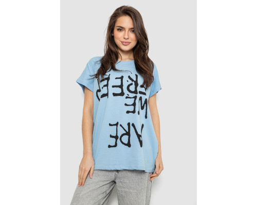 Футболка женская с принтом, цвет голубой, 244R3003
