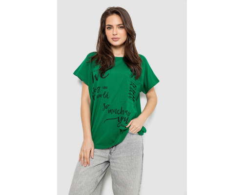 Футболка жіноча з принтом, колір зелений, 244R3011
