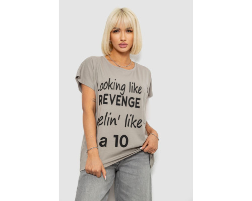 Футболка жіноча з принтом, колір сірий, 244R3013-5