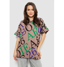 Футболка жіноча з принтом, колір бежевий, 244R4002-1