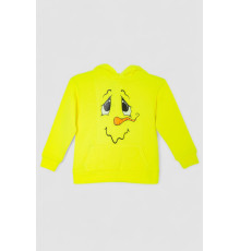 Худі дитячий на флісі з принтом Сніговик, колір жовтий, 102R1517