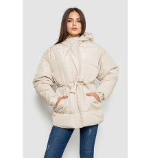 Куртка жіноча демісезонна з поясом, колір світло-бежевий, 207R005