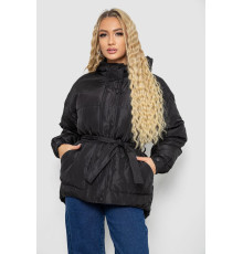 Куртка женская демисезонная с поясом, цвет черный, 207R2023