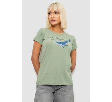 Футболка женская с принтом, цвет оливковый, 244R1006