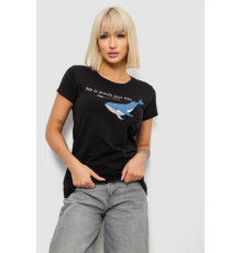 Футболка жіноча з принтом, колір чорний, 244R1006