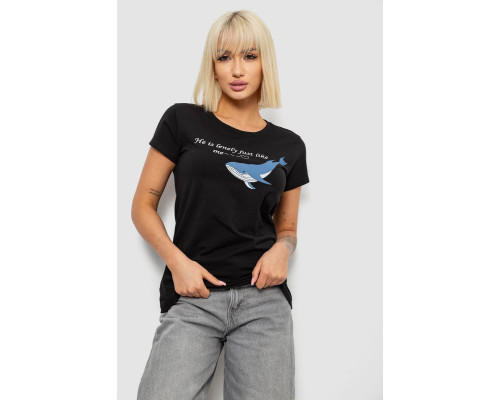 Футболка жіноча з принтом, колір чорний, 244R1006