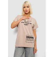 Футболка жіноча з принтом, колір мокко, 244R2004 Футболка жіноча з принтом, колір мокко, 244R2004