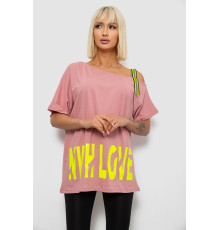 Футболка жіноча з принтом, колір пудровий, 244R2158
