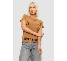 Футболка жіноча однотонна, колір бежевий, 244R2214-6