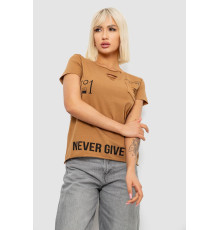 Футболка жіноча однотонна, колір бежевий, 244R2214-6