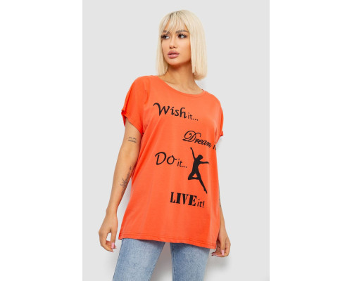 Футболка жіноча з принтом, колір помаранчевий, 244R3004