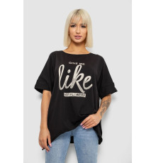 Футболка жіноча з принтом, колір чорний, 244R4023