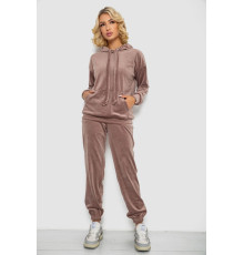 Спортивный костюм женский велюровый, цвет темно-бежевый, 241R1530-5 Спортивный костюм женский велюровый, цвет темно-бежевый, 241R1530-5