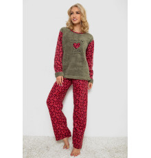 Пижама женская махра, цвет оливково-красный, 238R58435