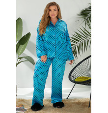 Жіноча піжама в горох, колір блакитний, 257R333