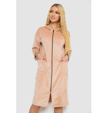 Халат жіночий велюровий на блискавці, колір світло-бежевий, 238R101