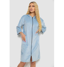 Халат жіночий велюровий на блискавці, колір блакитний, 238R101