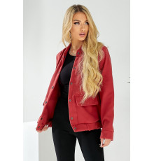 Бомбер жіночий штучний кашемір, колір темно-кораловий, 257R325