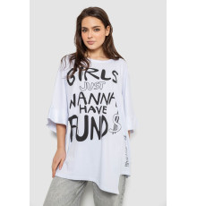 Футболка жіноча з принтом, колір білий, 244R4017 Футболка жіноча з принтом, колір білий, 244R4017